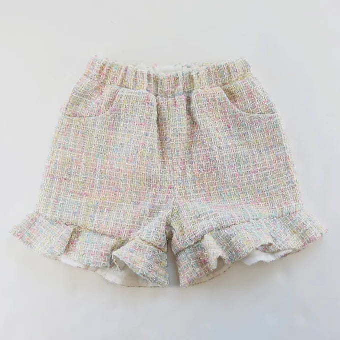 PB First Baby Tweed Ruffle shorts
